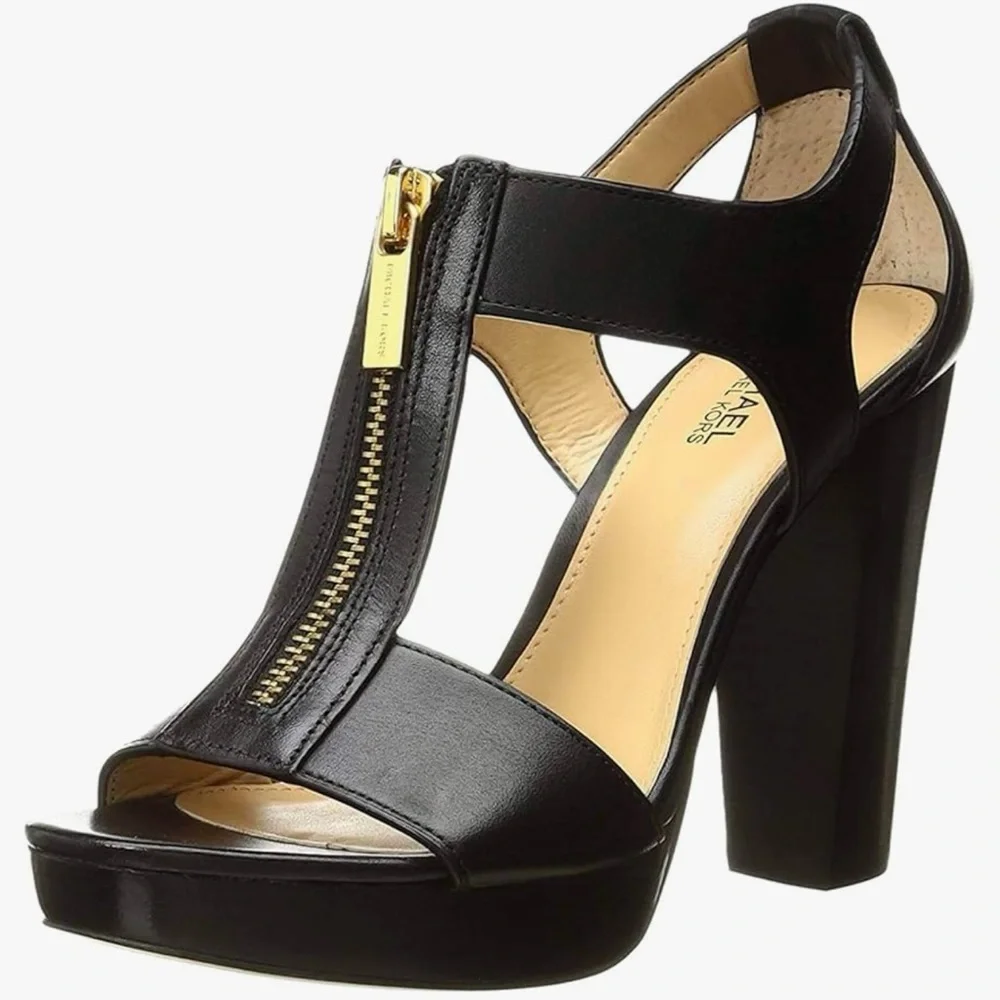Michael Kors sexy, women’s open toe platform sandals,‎ black, 9 1/2 M, pre-owned